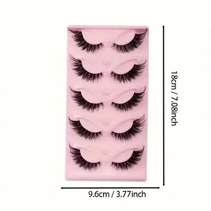 Hot Selling Makeup 5 Pairs Cat Eye Lashes Faux False Eyelashes Dramatic Volume Strip Lashes High Class Cosmetics
