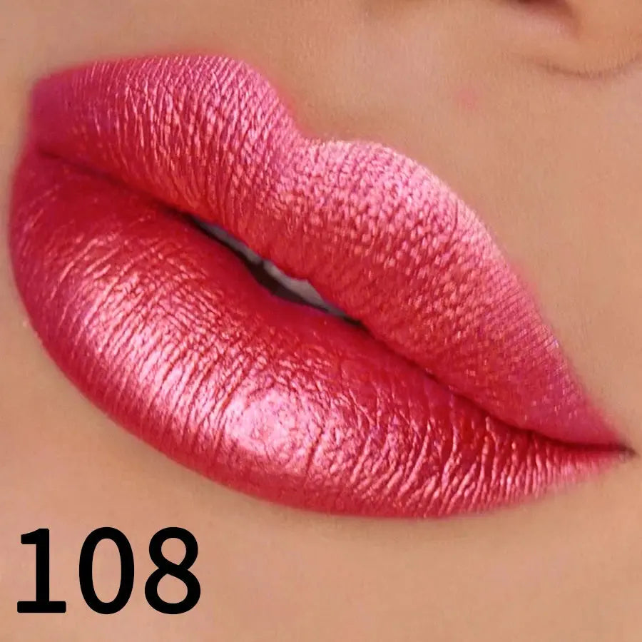 19 colors glitter lipstick hydrating red pink sparkling shine lip color highly pigmented lip tints metallic finish lip makeup High Class Cosmetics