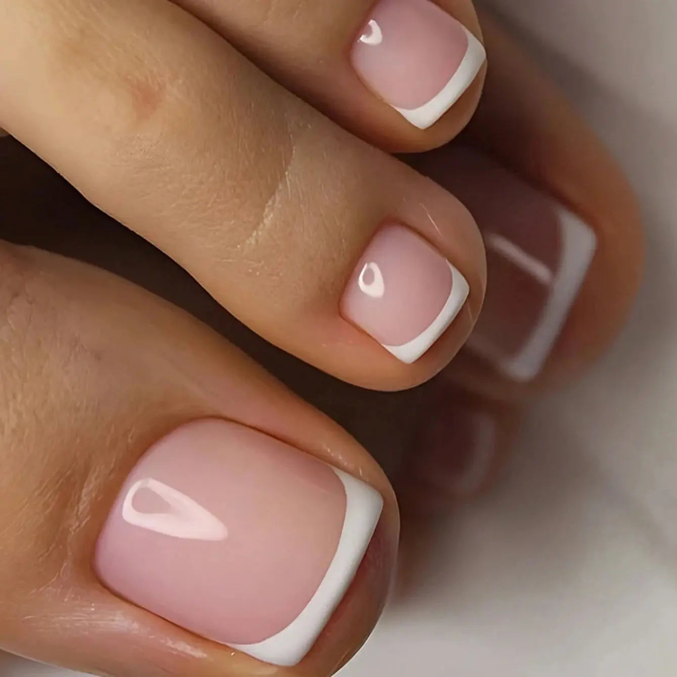 24pcs/set short square fake nails for women cute bride heart white french tips faux ongles y2k press on false nail supplies High Class Cosmetics