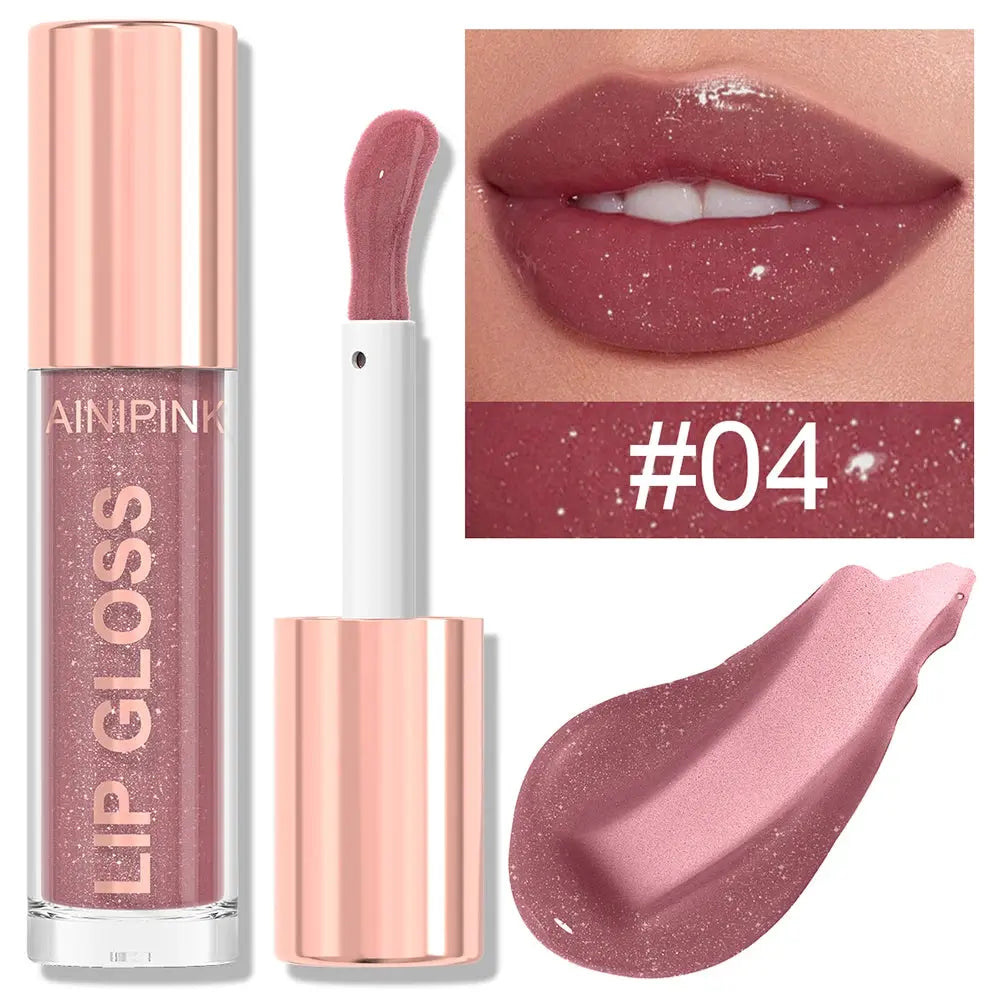 Glitter Lip Gloss Lipstick, Lip Tint Moisturizing Hydrating Long Lasting  Non-Stick Cup Waterproof Nude Lip Plumper High Pigment High Class Cosmetics