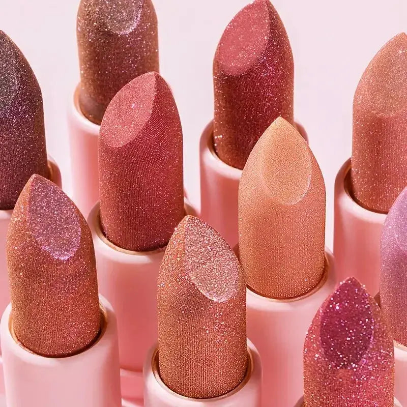 High Shine Pearlescent Lipstick, Long Wear Waterproof Lip Color, Moisturizing Plumping Lipstick for Charming Lips High Class Cosmetics
