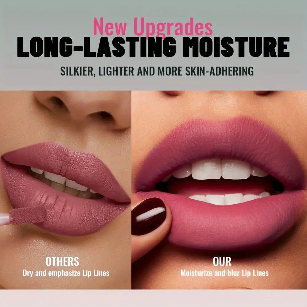 1pc Matte Velvet Lip Gloss, Highly Saturated Liquid Lip Mud, Non-Stick Long Lasting, All Skin Tones Compatible,Mother's Day Gift High Class Cosmetics