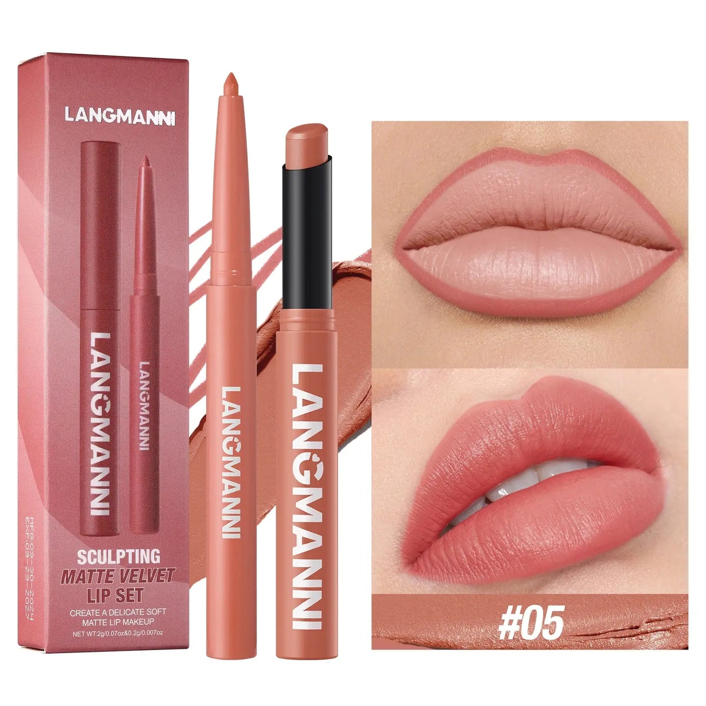 Integrated waterproof lipliner+lipstick lipstick lipstick set,no smudge,no fade,no cup,durable,easy to create a perfect makeup! High Class Cosmetics