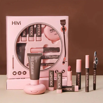 Gift Box 9-piece Lipstick Powder Mascara Eyebrow Pencil Set High Class Cosmetics