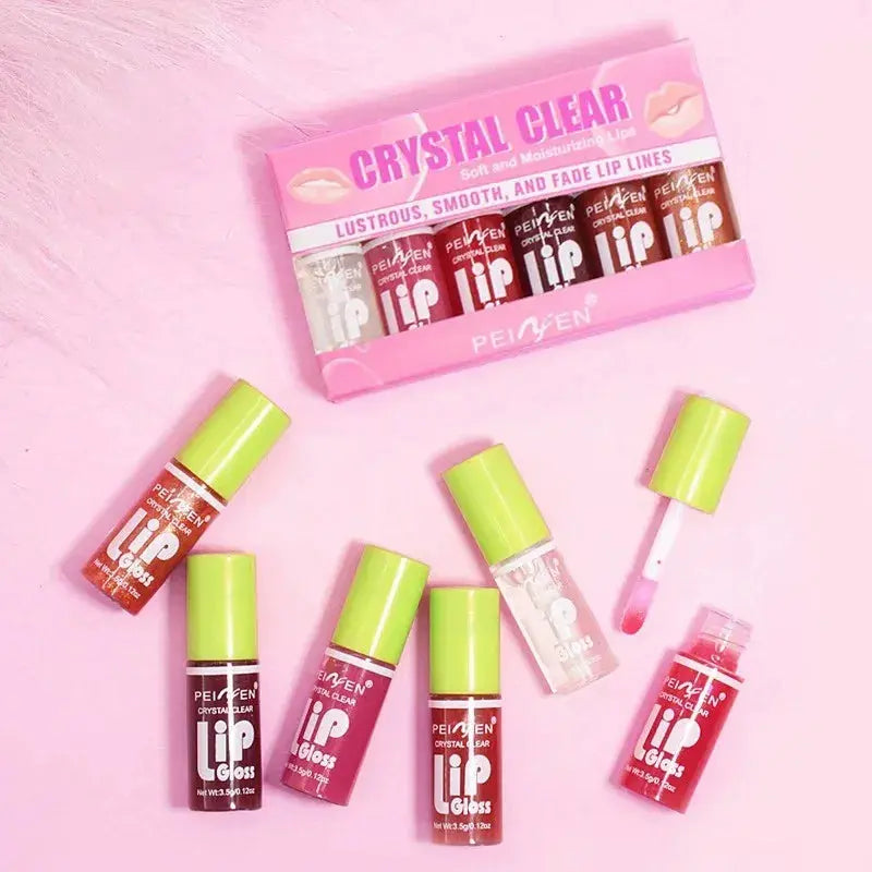 6PCS Moisturizing Lip Gloss Transparent Lip Oil Hydrating Lip Glaze Lip Plumper Hydrating Make Up Liquid Lipstick Lips Cosmetics High Class Cosmetics