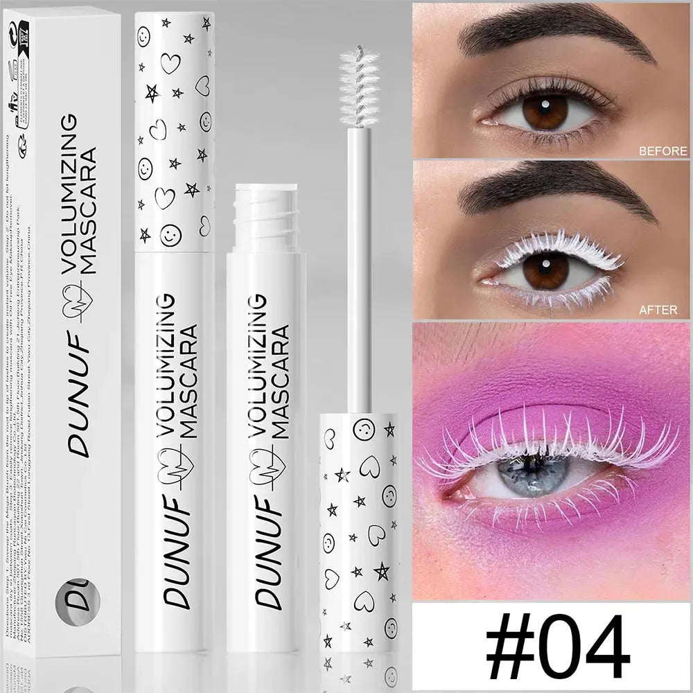 White Slender Curly Mascara, Color Mascara Waterproof Not Easy To Smudge, Portable Fine Brush Head，Holiday Makeup High Class Cosmetics