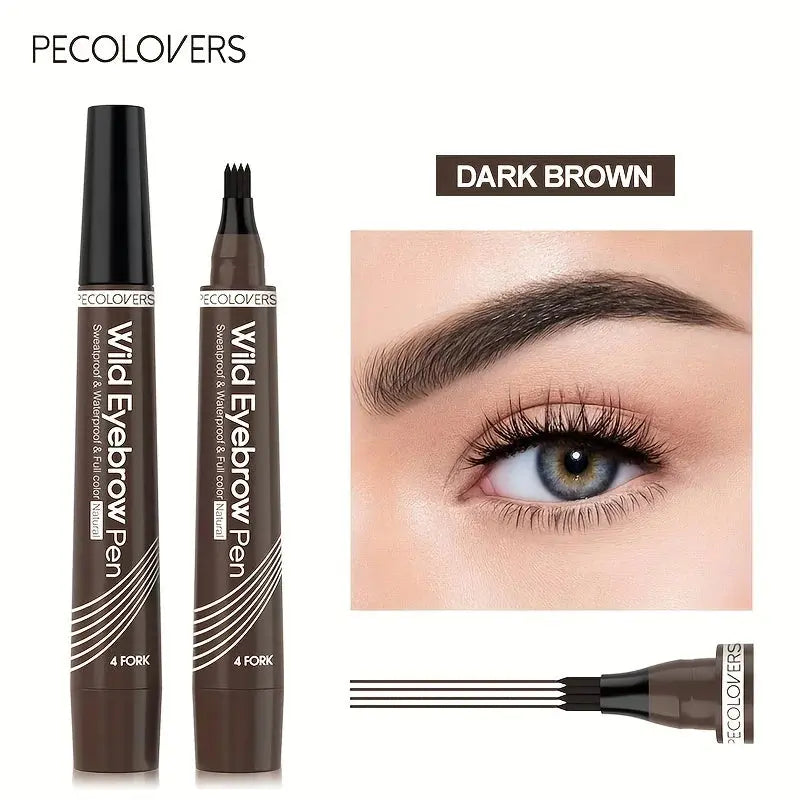 6 Colors 1pc Eyebrow Pen Waterproof 4 Split Tip Eyebrows Pen Eyebrow Tattoo Pen Waterproof Liquid Black Eyebrow Makeup Pencil High Class Cosmetics