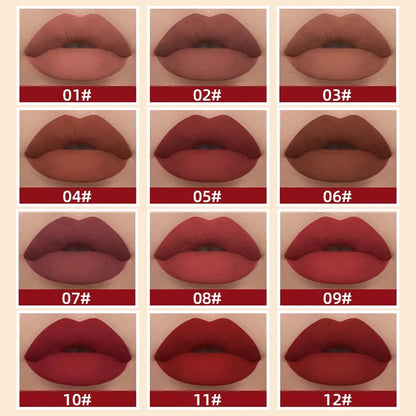 QIBEST Matte Liquid Lipstick Waterproof Long Lasting Velvet Lip Gloss Tint Tube Matte Nude Pigment Red Lipgloss Lips Makeup High Class Cosmetics