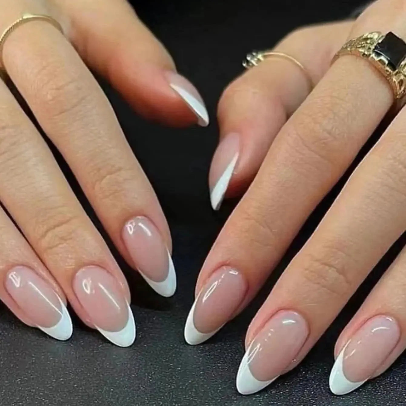 24pcs/set short square fake nails for women cute bride heart white french tips faux ongles y2k press on false nail supplies High Class Cosmetics