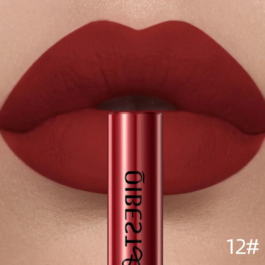QIBEST Matte Liquid Lipstick Waterproof Long Lasting Velvet Lip Gloss Tint Tube Matte Nude Pigment Red Lipgloss Lips Makeup High Class Cosmetics